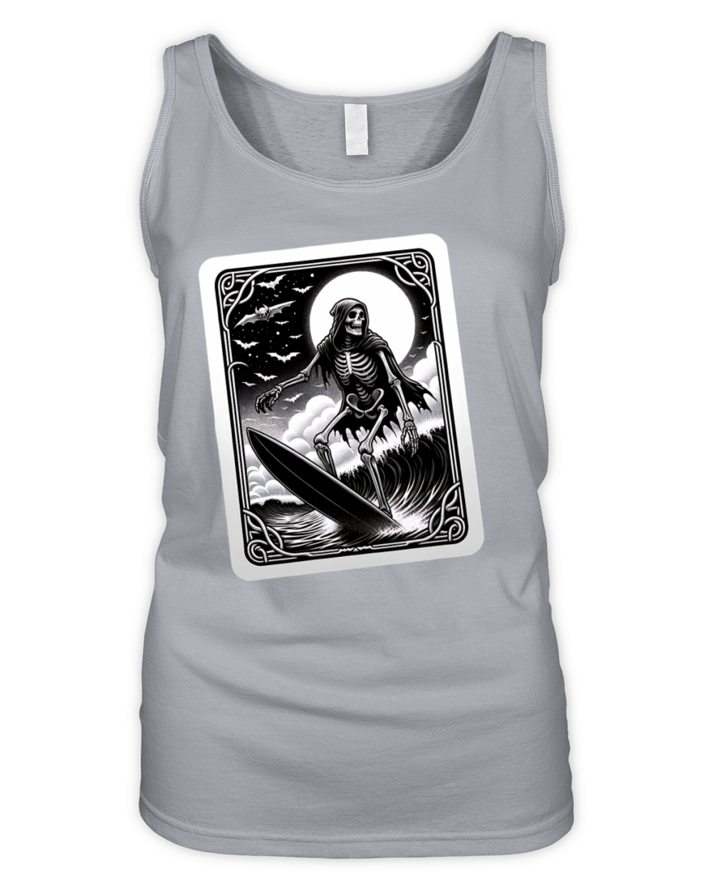 Vintage Surfing Skeleton Shirt Halloween Surfboard Organic Women's Tank Top