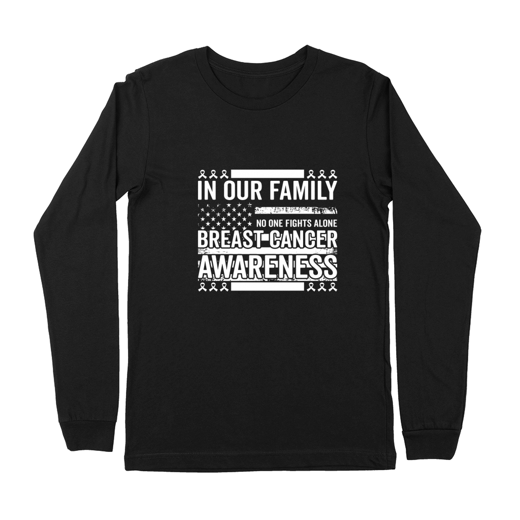 In our family no one fights alone breast cancer awareness 02 Premium Long Sleeve