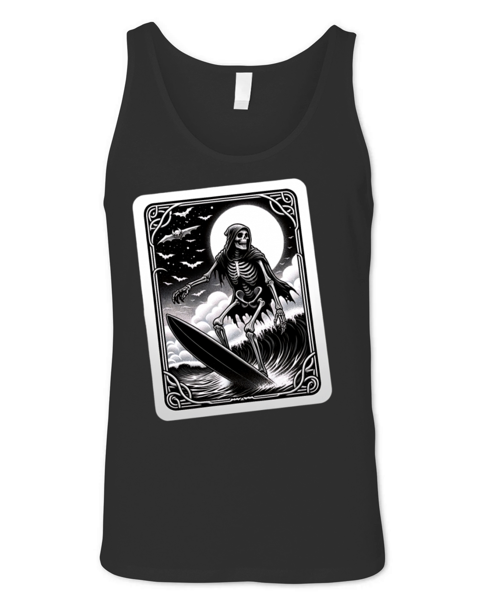 Vintage Surfing Skeleton Shirt Halloween Surfboard Unisex Jersey Tank