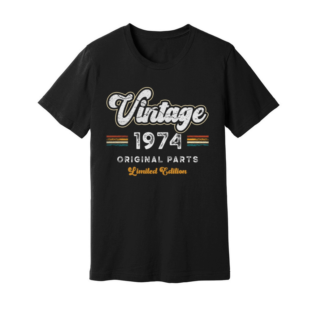 Vintage 1974 Birthday Retro Unisex Jersey Tee