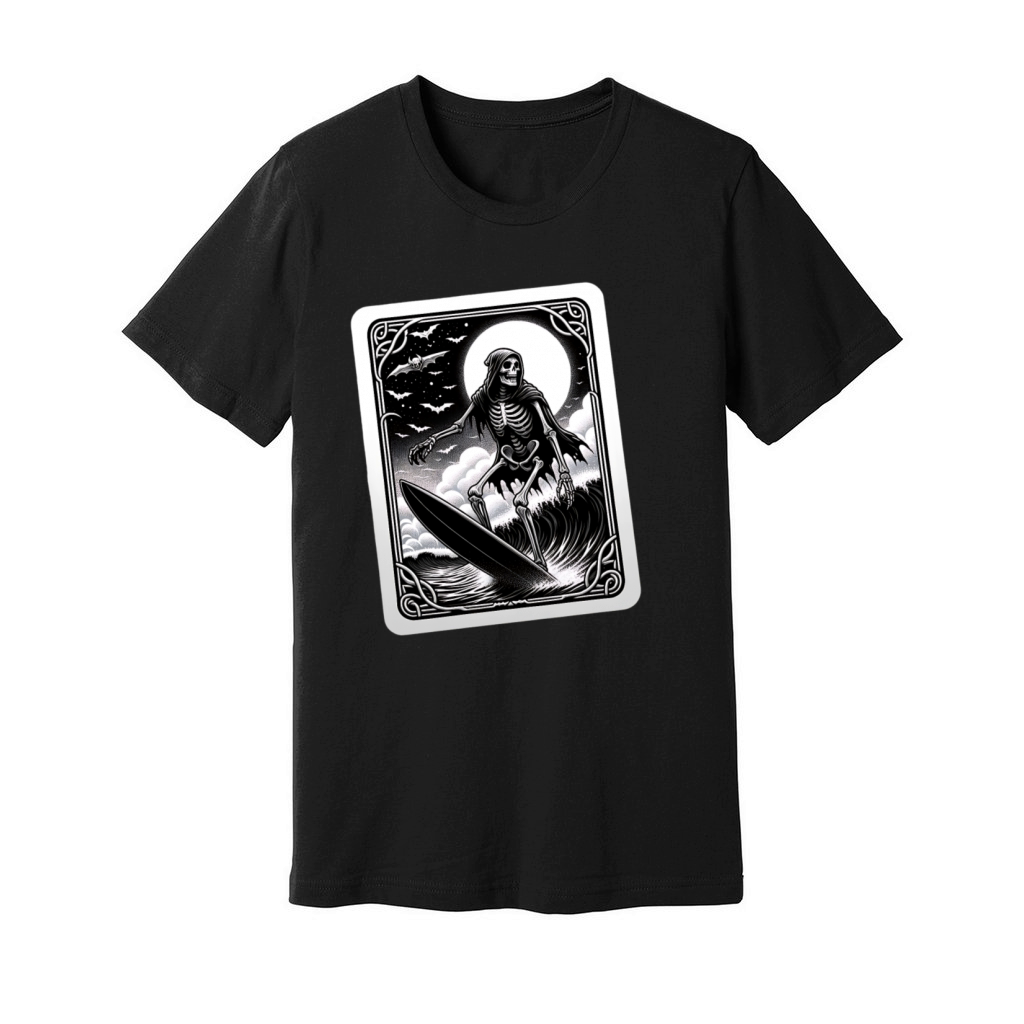 Vintage Surfing Skeleton Shirt Halloween Surfboard Unisex Jersey Tee