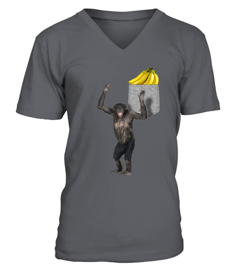 Chimpanzee Reaching For Banana In Your Fake Pocket V-Neck T-shirt