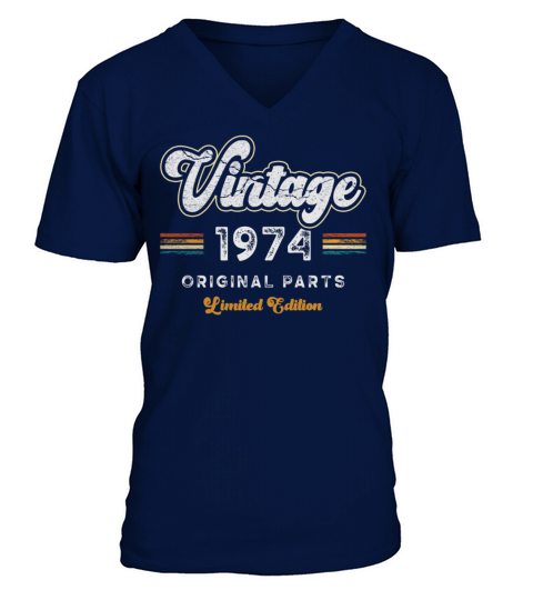 Vintage 1974 Birthday Retro V-Neck T-shirt