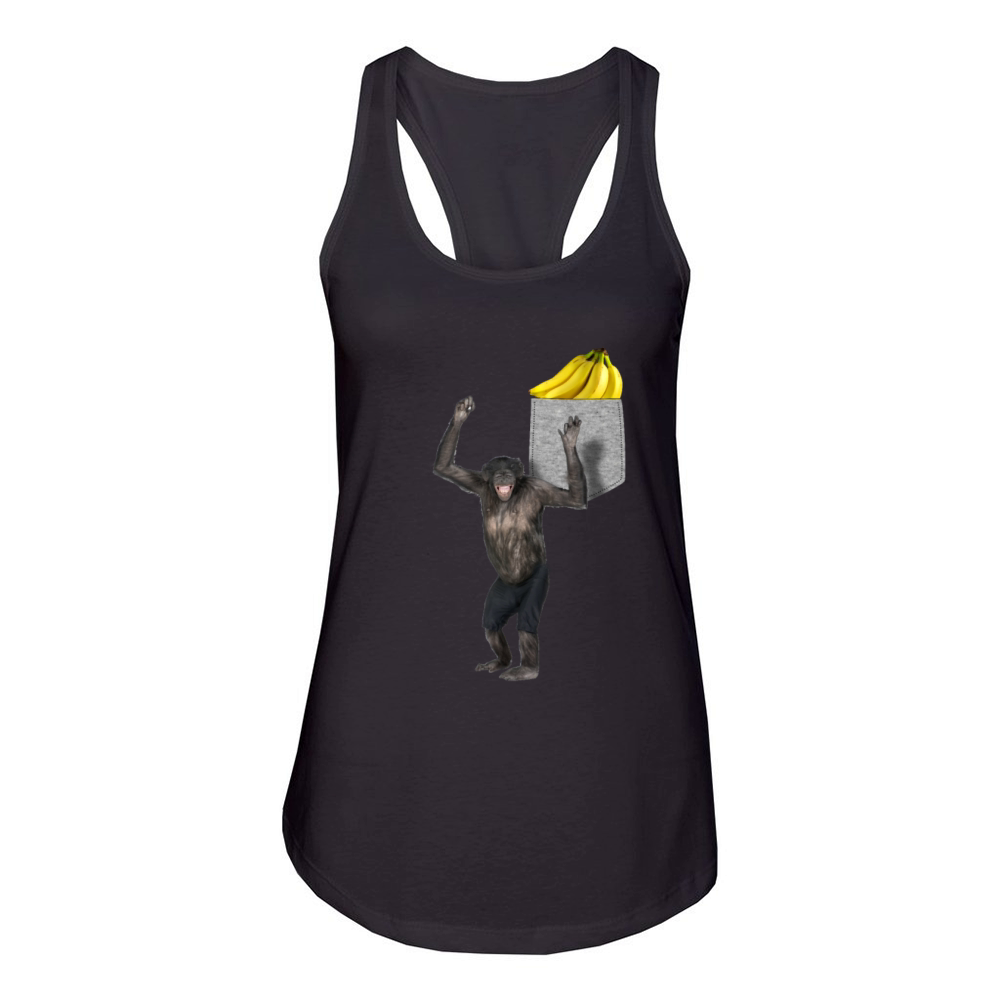 Chimpanzee Reaching For Banana In Your Fake Pocket Women's Racerback Tank