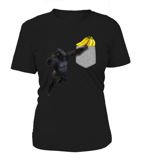 Gorilla Reaching For Banana In Fake Pocket Funny Women's T-Shirt