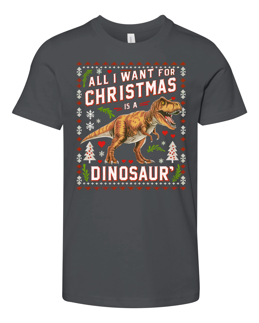 All i want for christmas is a dinosaur Youth Unisex Jersey Tee