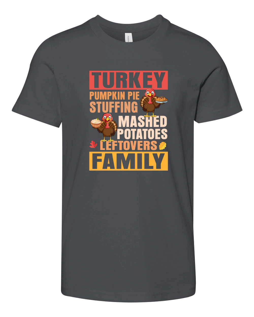 Turkey Pumpkin Pie Stuffing Mashed Youth Unisex Jersey Tee