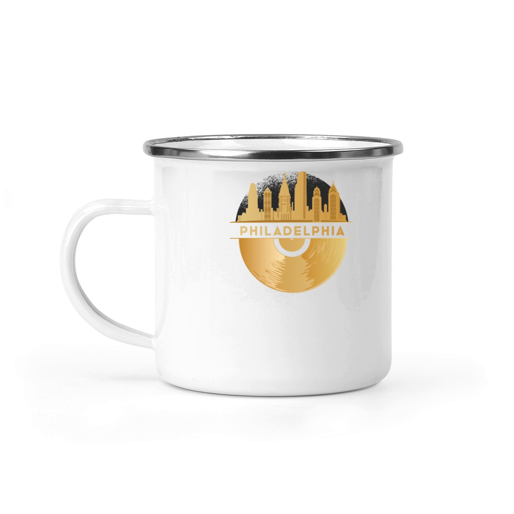 Vinyl-Record-Player Disco-Music Skyline Camping Mug