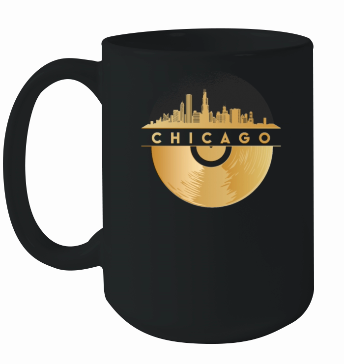 Disco-Techno Raves DJ House Vinyl Music Skyline Ceramic Mug