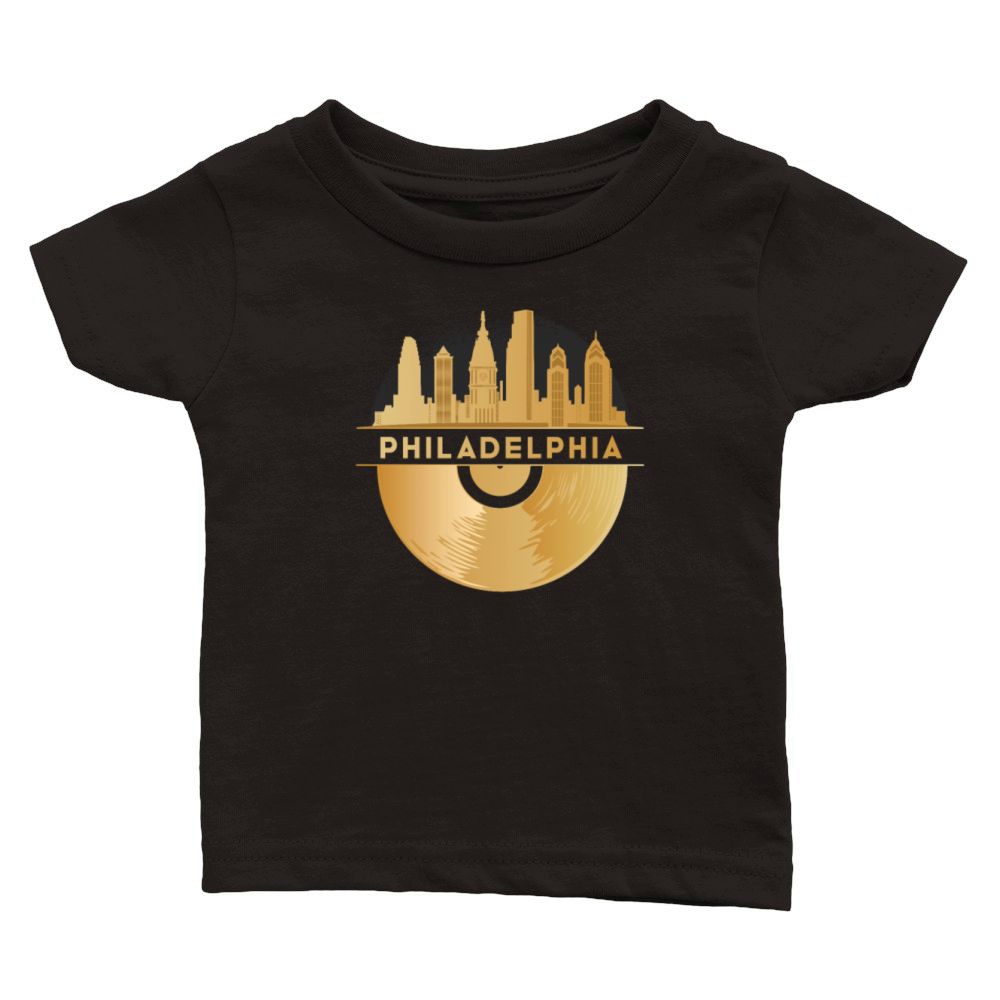 Vinyl-Record-Player Disco-Music Skyline Classic Baby Crewneck T-shirt