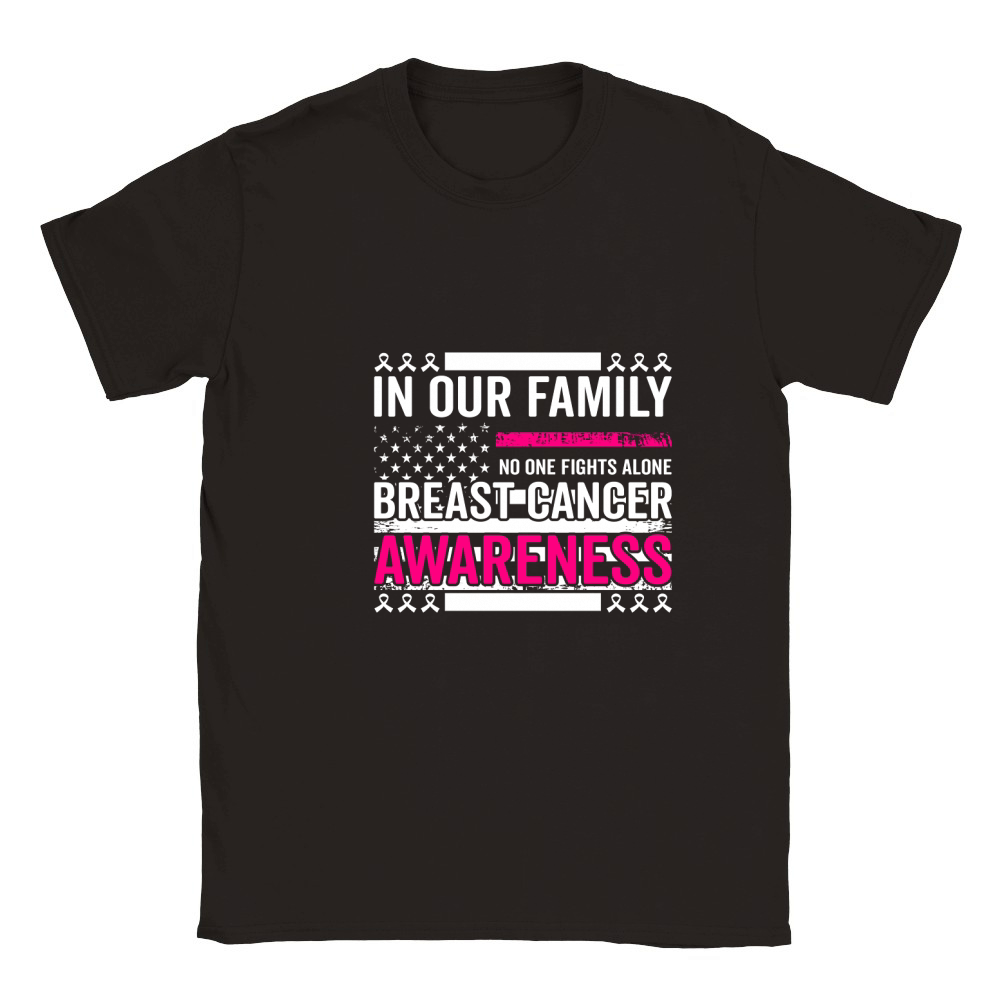In our family no one fights alone breast cancer awareness Classic Kids Crewneck T-shirt