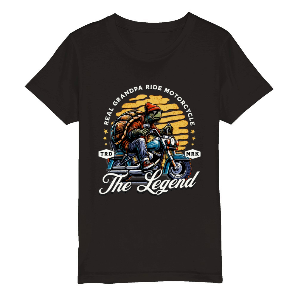 Real Grandpa Ride Motorcycle - The Legend Biker Organic Kids Crewneck T-shirt