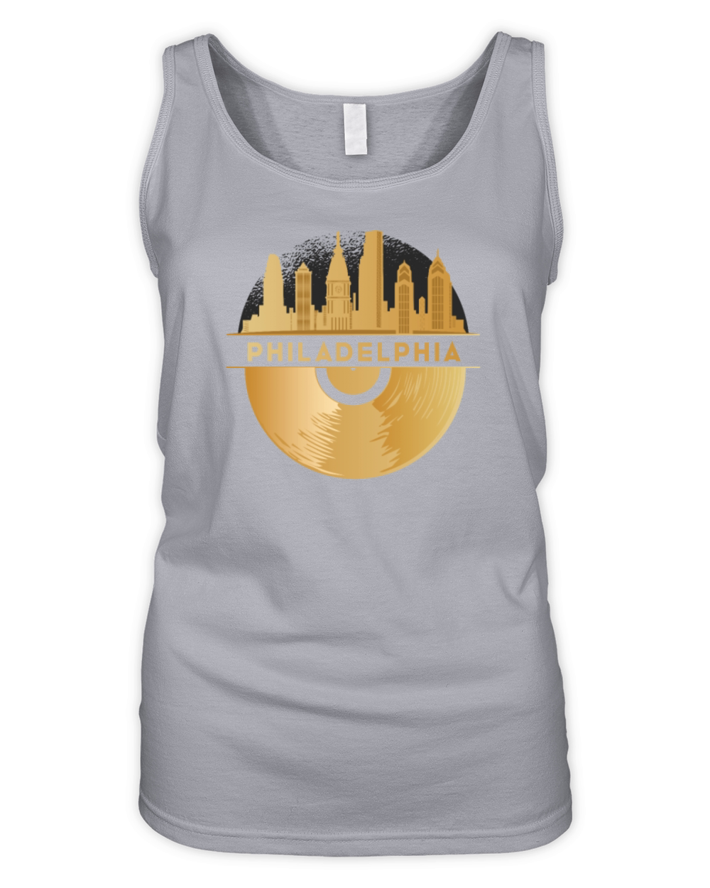 Vinyl-Record-Player Disco-Music Skyline Organic Women's Tank Top