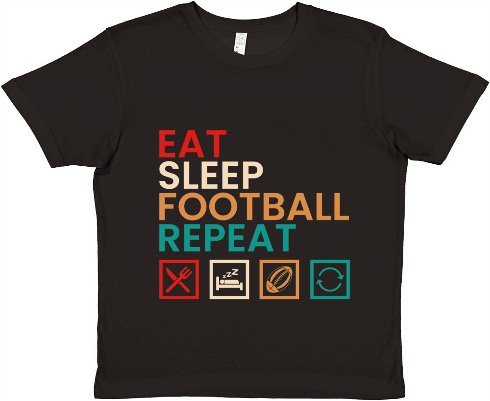 Eat sleep football repeat (2) Premium Kids Crewneck T-shirt