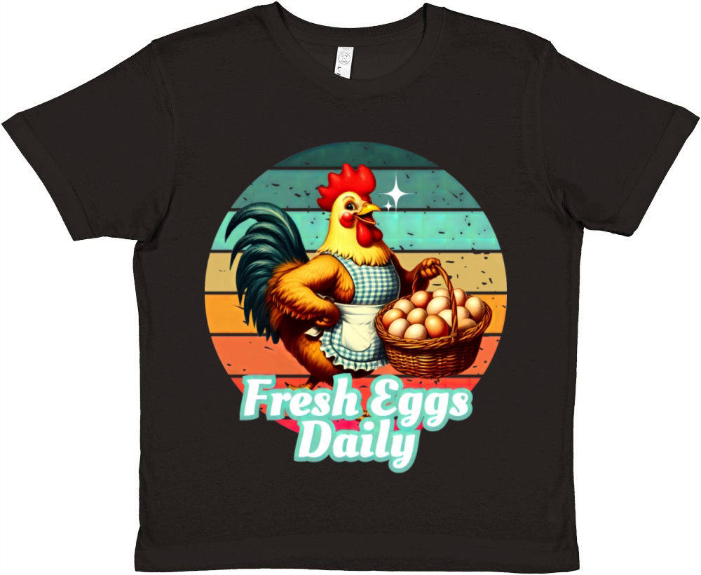 Humorous Chicken Retro Art Premium Kids Crewneck T-shirt