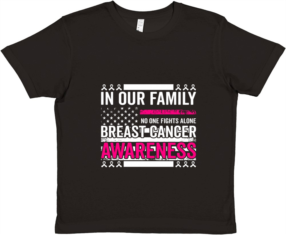In our family no one fights alone breast cancer awareness Premium Kids Crewneck T-shirt