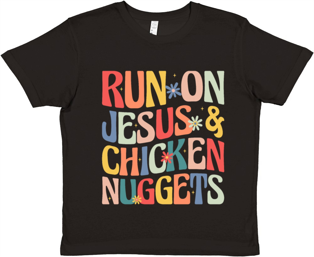 Run on Jesus and Chicken Nuggets Premium Kids Crewneck T-shirt