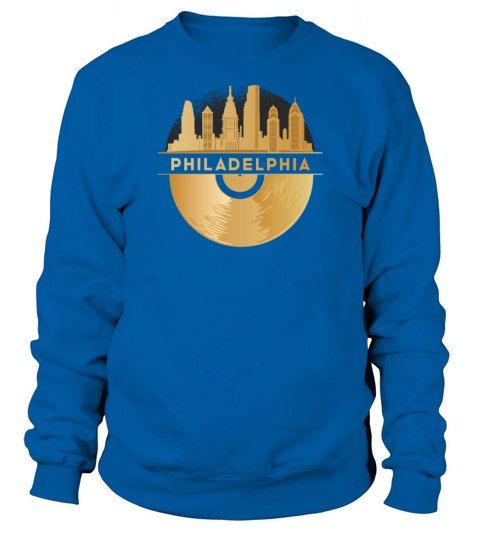 Vinyl-Record-Player Disco-Music Skyline Sweatshirt Unisex