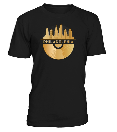 Vinyl-Record-Player Disco-Music Skyline T-Shirt Unisex