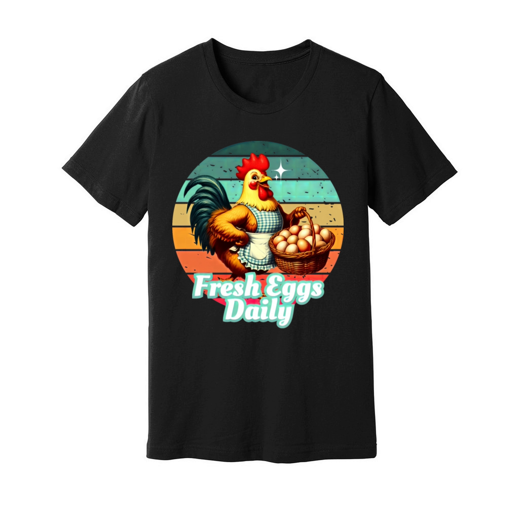 Humorous Chicken Retro Art Unisex Jersey Tee