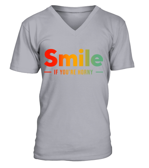 Smile If Youre Horny Funny Adult V-Neck T-shirt