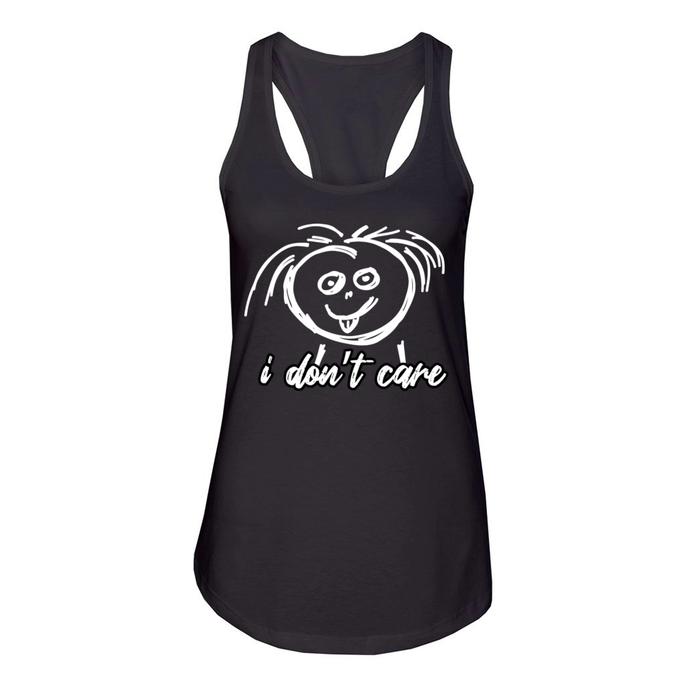 "I Dont Care" Funny Black T-Shirt Women's Racerback Tank