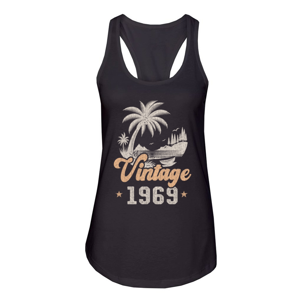 Vintage 1969 Birthday Palm Trees Women's Racerback Tank
