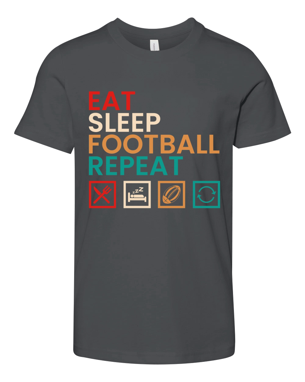 Eat sleep football repeat (2) Youth Unisex Jersey Tee