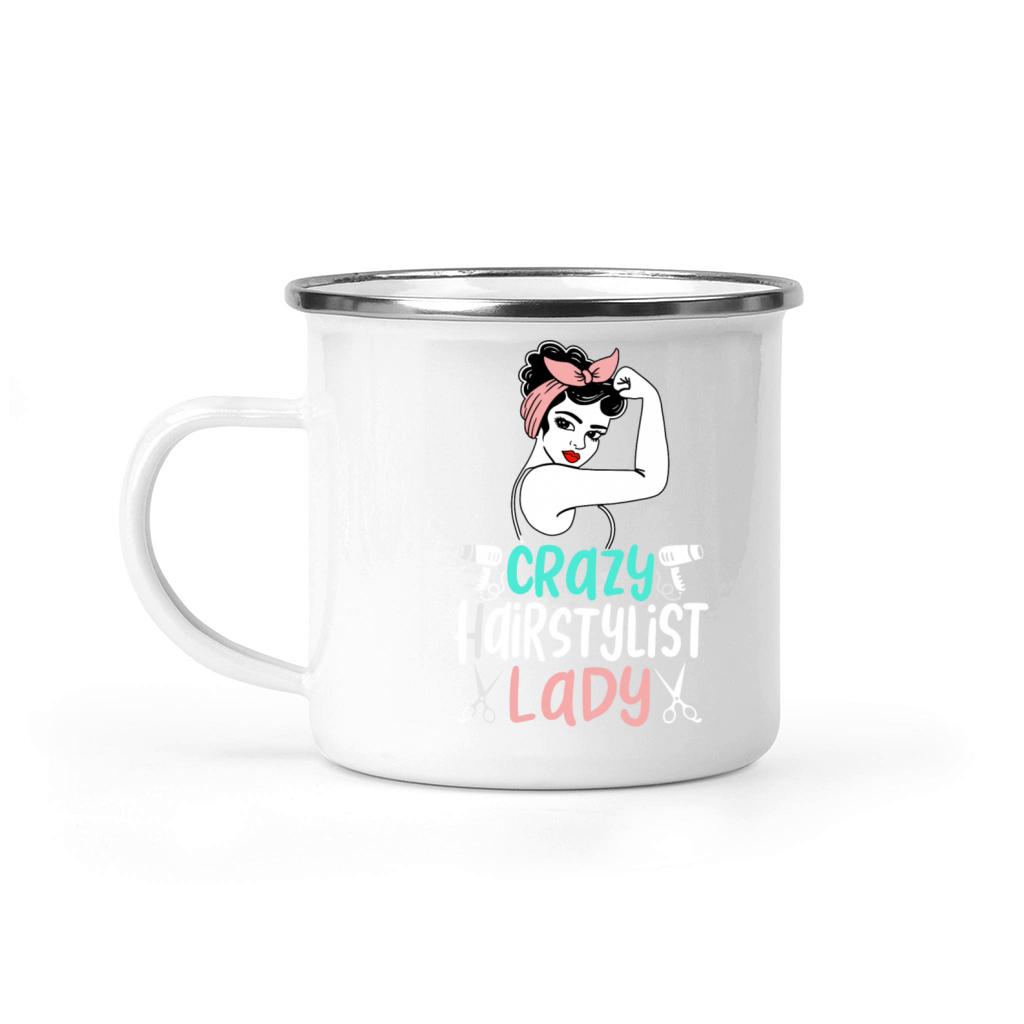 Cute Crazy Hairstylist Lady Funny Hair Salon Hair Camping Mug