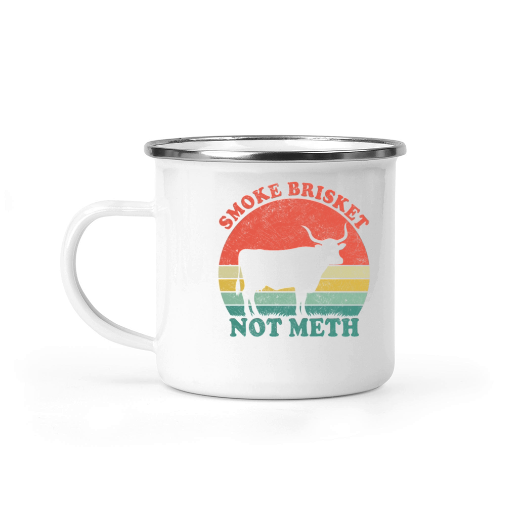 Vintage Smoke Brisket Not Meth Camping Mug