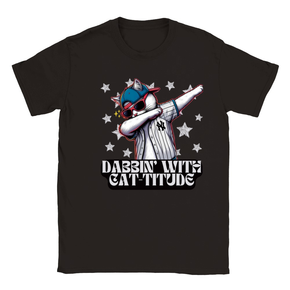 Funky Baseball Cat with Dabbing Pose Classic Kids Crewneck T-shirt