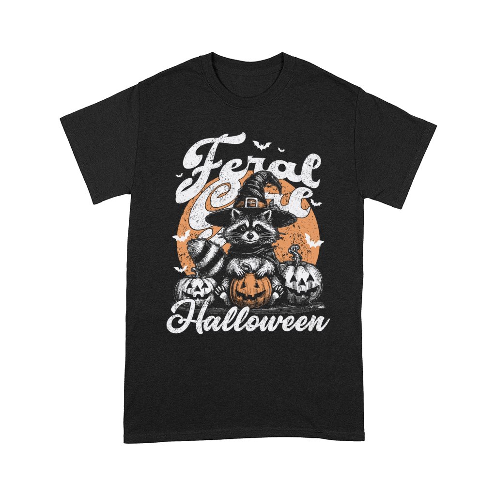 Feral girl Halloween Raccoon D White Orange Comfort T-shirt