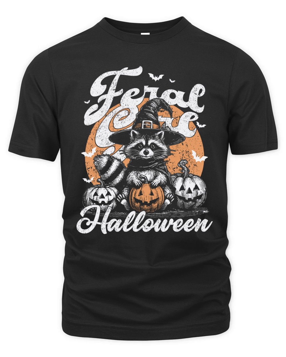 Feral girl Halloween Raccoon D White Orange Organic Unisex T-shirt
