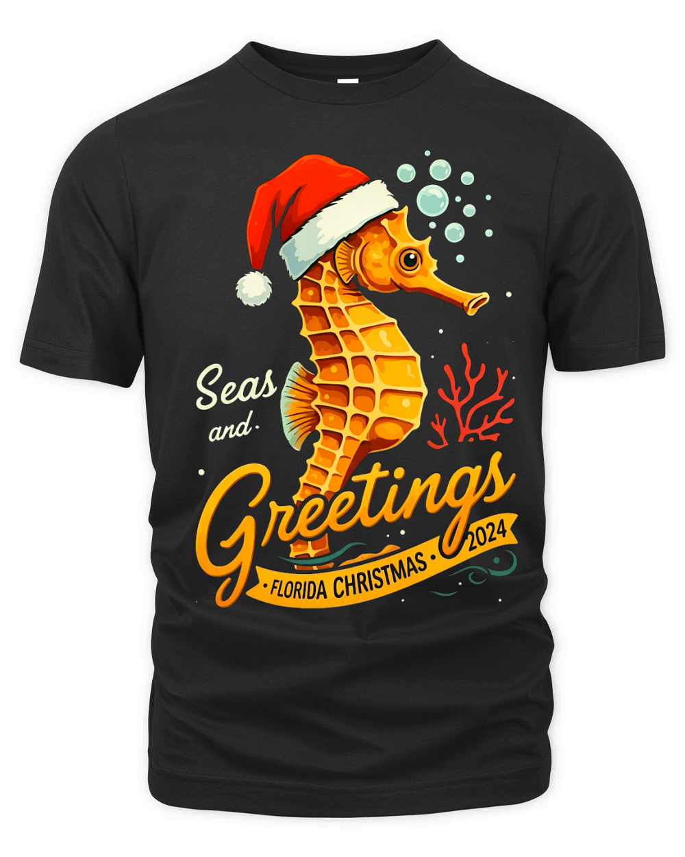 Seas And Greetings Florida Christmas 2024 Organic Unisex T-shirt