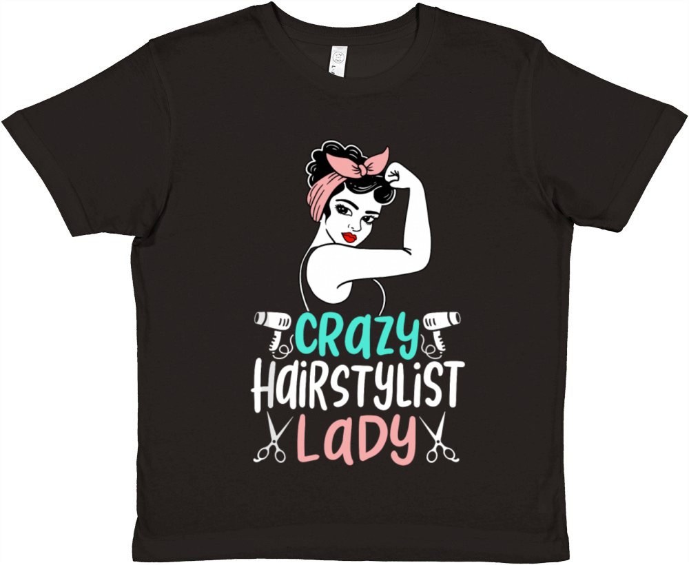 Cute Crazy Hairstylist Lady Funny Hair Salon Hair Premium Kids Crewneck T-shirt