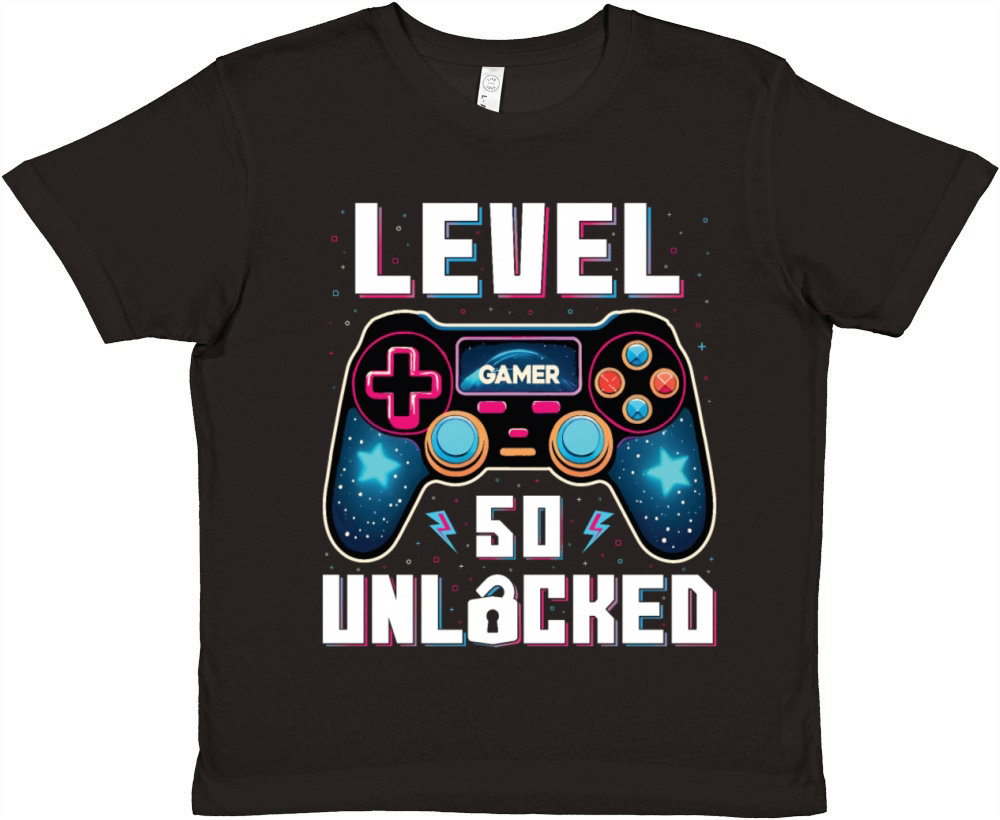Level 50 Unlocked 50th Birthdays Gamer Gift Premium Kids Crewneck T-shirt