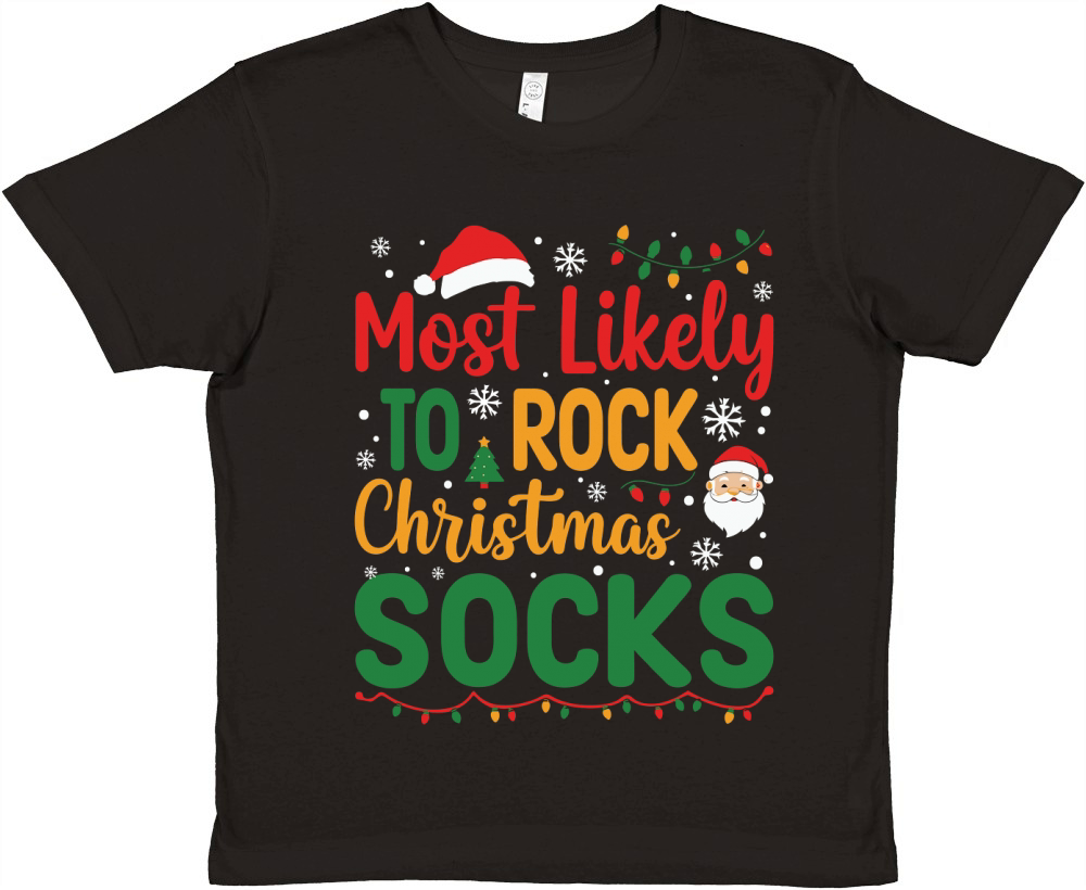 Most Likely To ROCK Christmas Socks Premium Kids Crewneck T-shirt