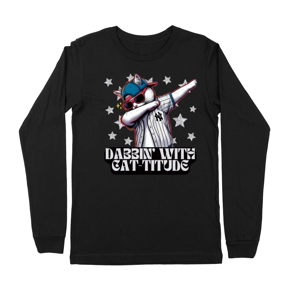 Funky Baseball Cat with Dabbing Pose Premium Long Sleeve