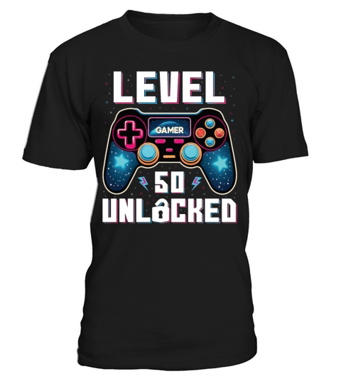 Level 50 Unlocked 50th Birthdays Gamer Gift T-Shirt Unisex