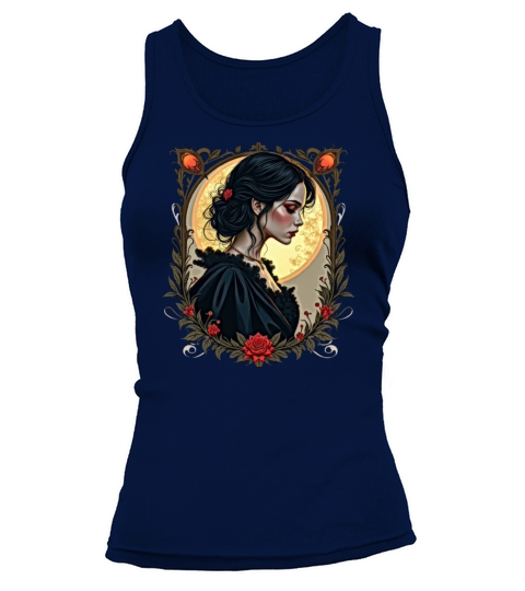 Elegant Woman in Floral Frame Art Tank top Woman