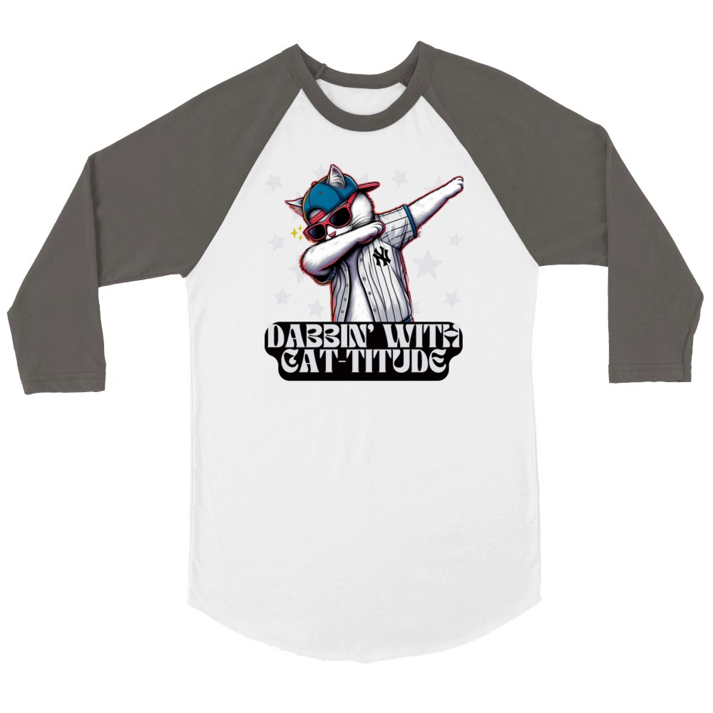 Funky Baseball Cat with Dabbing Pose Unisex ¾ sleeve Raglan T-shirt