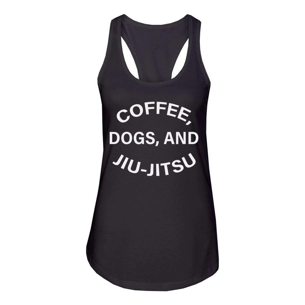 Coffee Dogs, and Jiu Jitsu Women's Racerback Tank