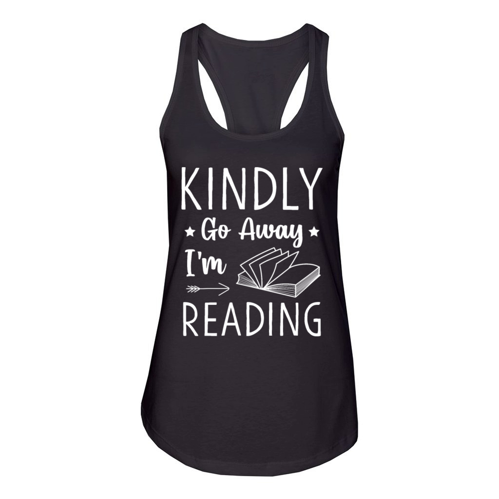 Kindly Go Away Book Lover Reader Funny Reading Women's Racerback Tank