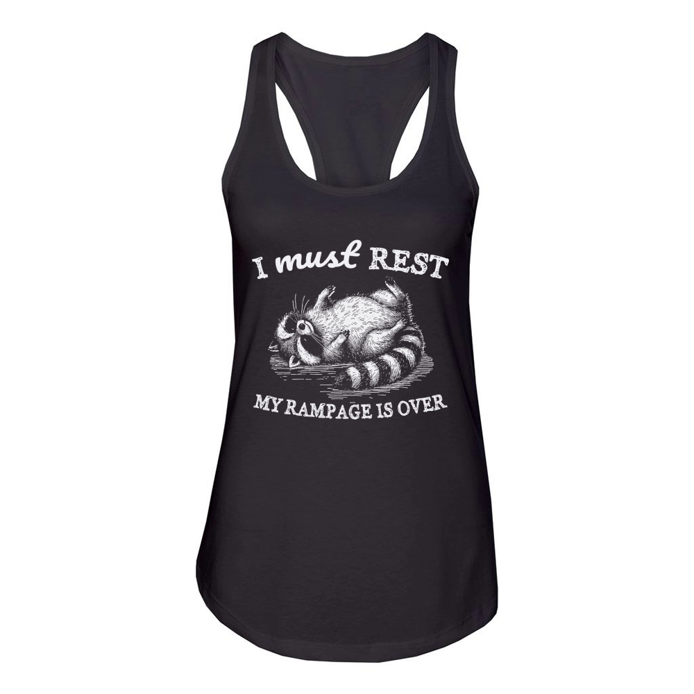 Raccoon weird sleeping D White Women's Racerback Tank