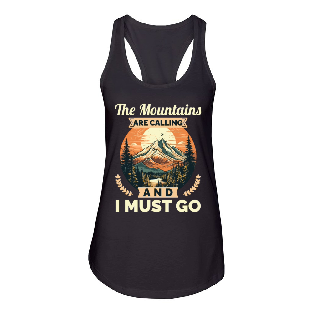 Retro Adventure Design The Mountains Are Calling Women's Racerback Tank