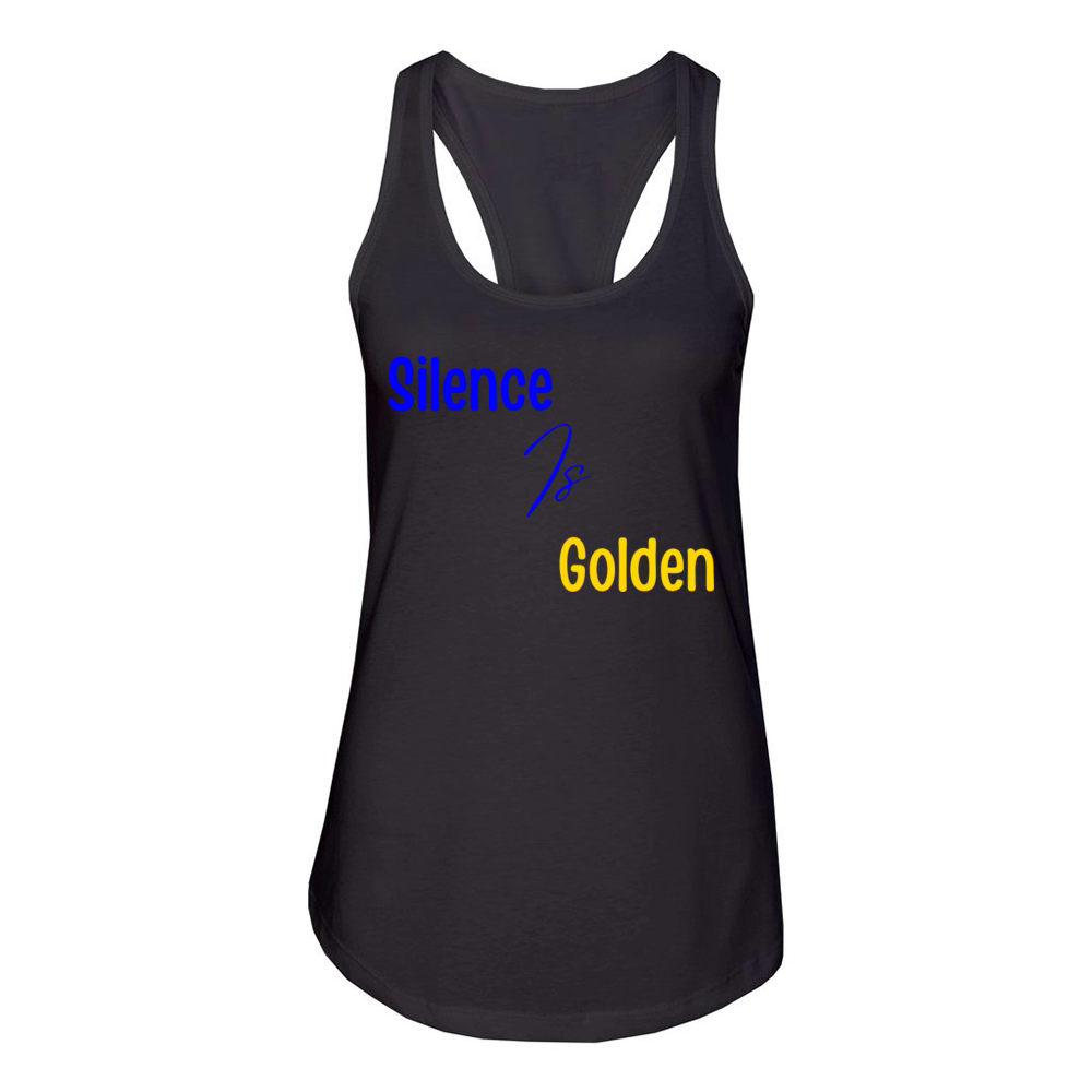 Silence Is Golden Blue Women's Racerback Tank