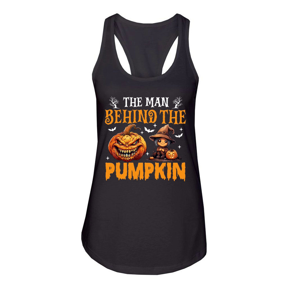 The Man Behind  The  Pumpkin Women's Racerback Tank
