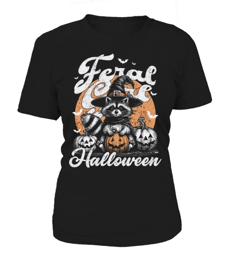 Feral girl Halloween Raccoon D White Orange Women's T-Shirt
