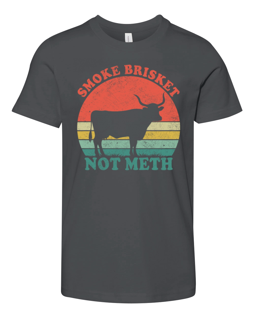 Vintage Smoke Brisket Not Meth Youth Unisex Jersey Tee