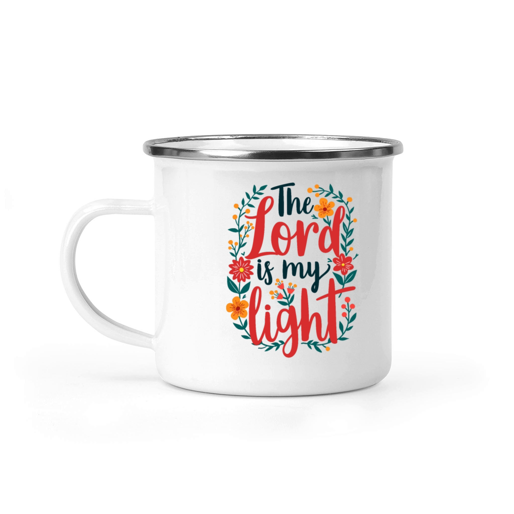 The Lord Is My Light Christian Quote Flower Floral Camping Mug
